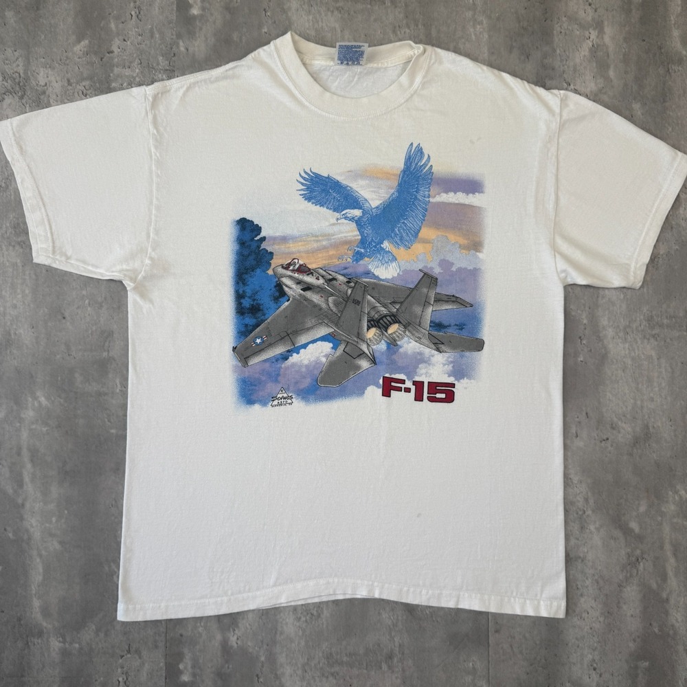 Vintage F-15 Eagle Fighter Jet T-Shirt Men's Large USAF Military Hanes 1992